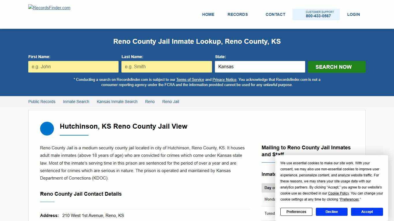 Reno County Jail Roster & Inmate Lookup